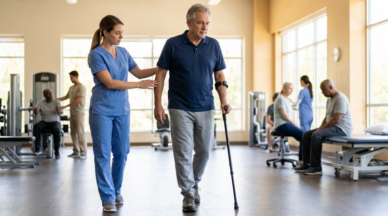 crutches after stroke in motion forearm