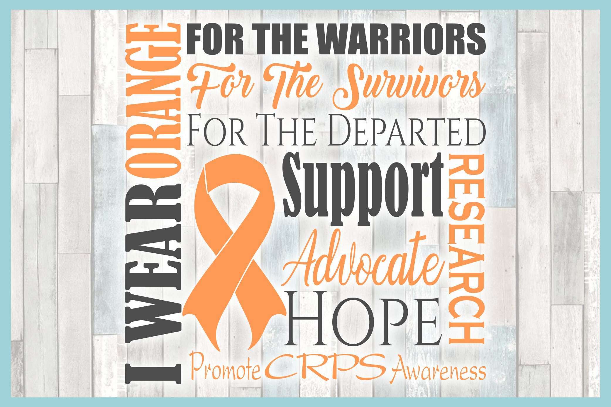 CRPS awareness poster with orange ribbon.