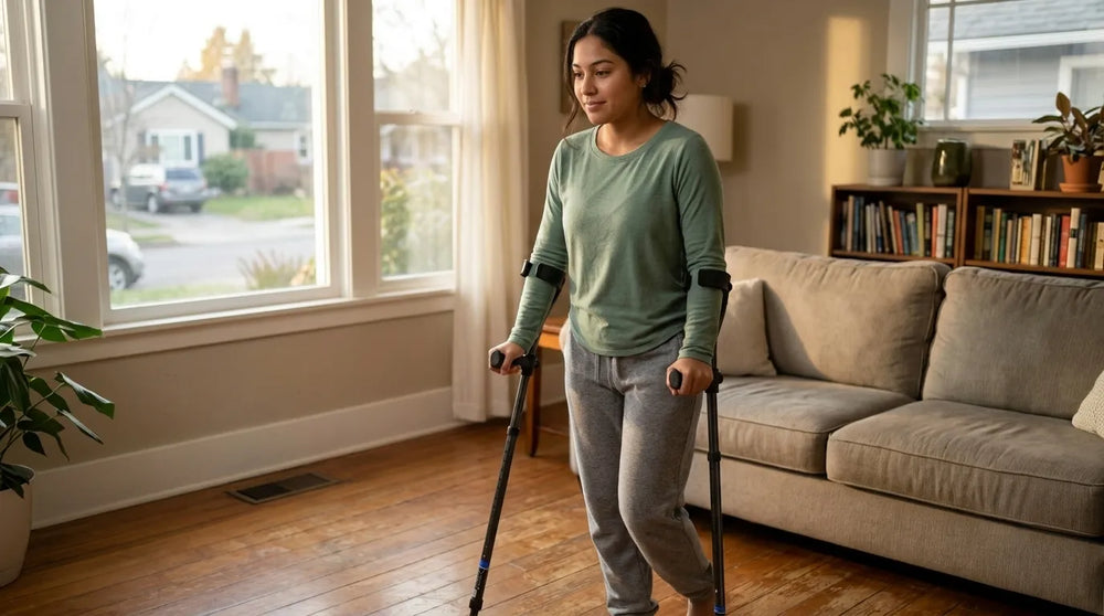 hand and palm comfort in motion forearm crutches