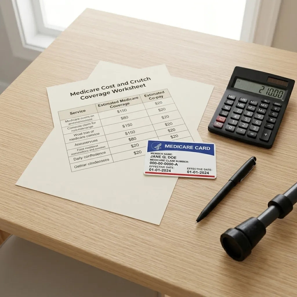 Medicare cost worksheet and calculator on desk