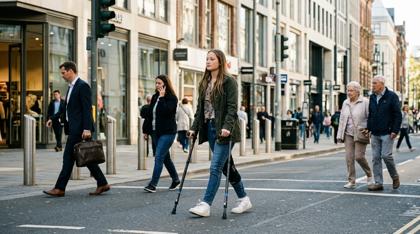 confidence on crutches in motion forearm