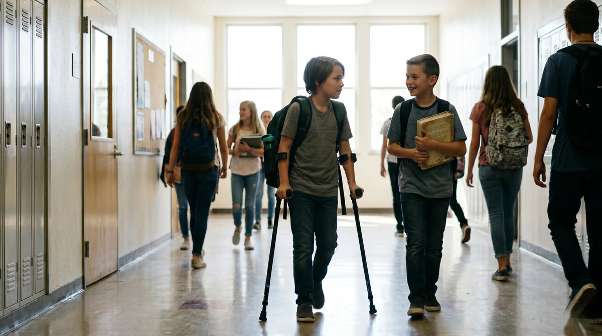 crutches for kids at school in motion forearm