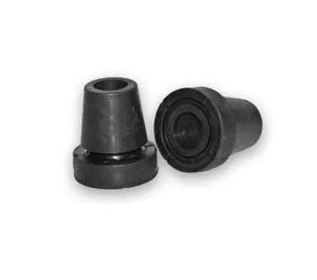 Black rubber walking cane tips in pair