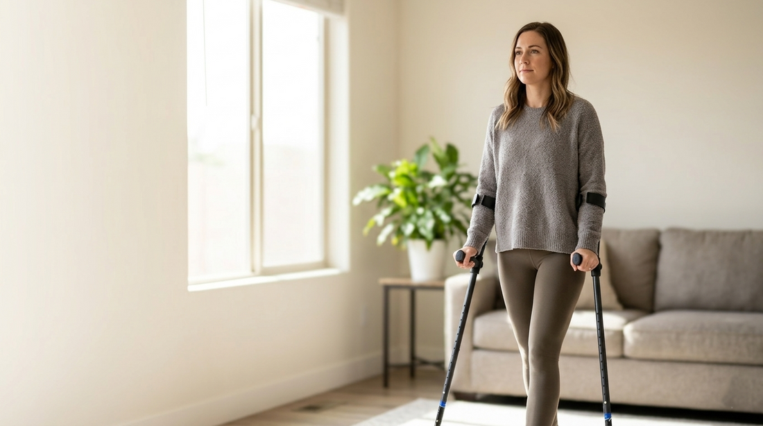 PAO Surgery recovery in motion forearm crutches