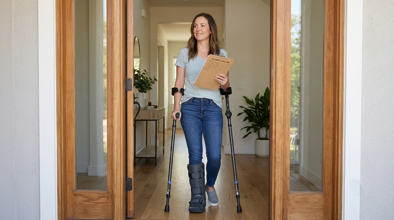 workers comp woman in motion forearm crutches