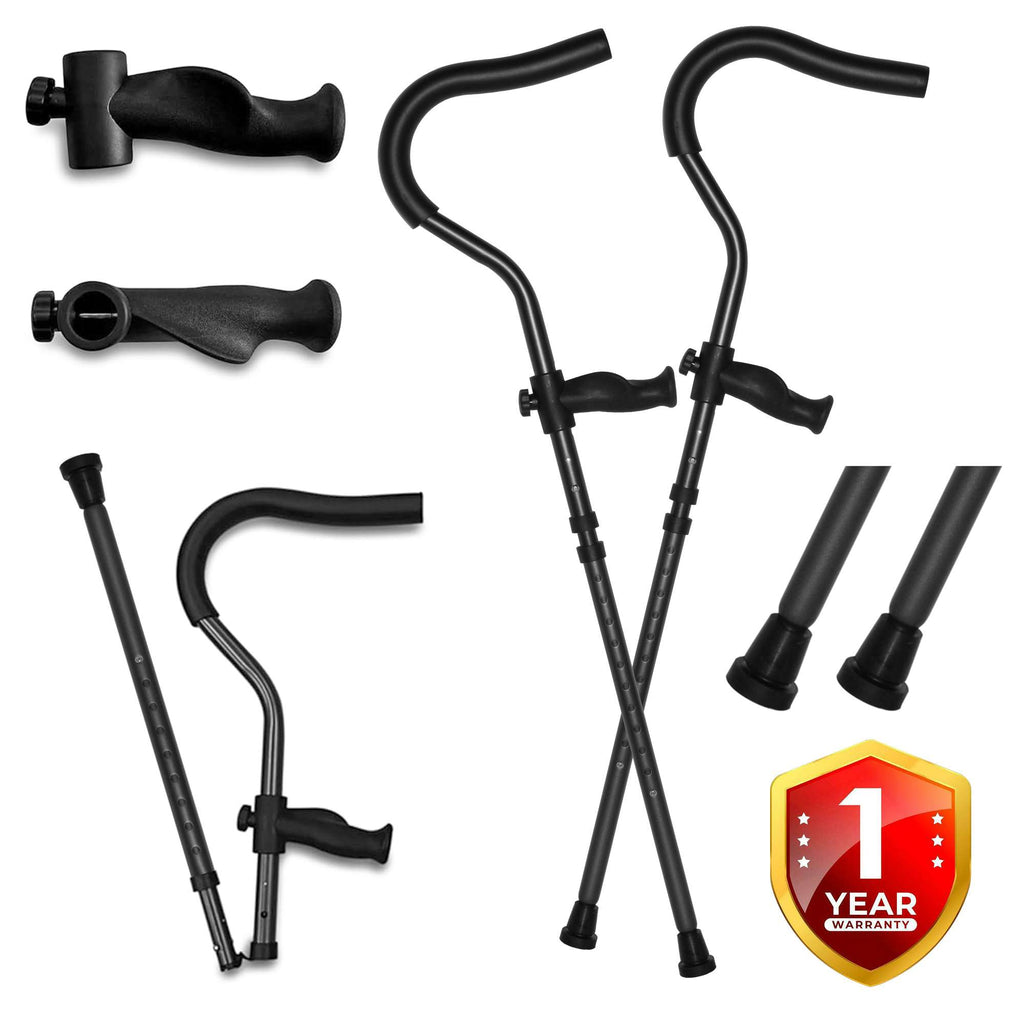 in-Motion Pro rigid-post underarm crutch with ergonomic handle and warranty