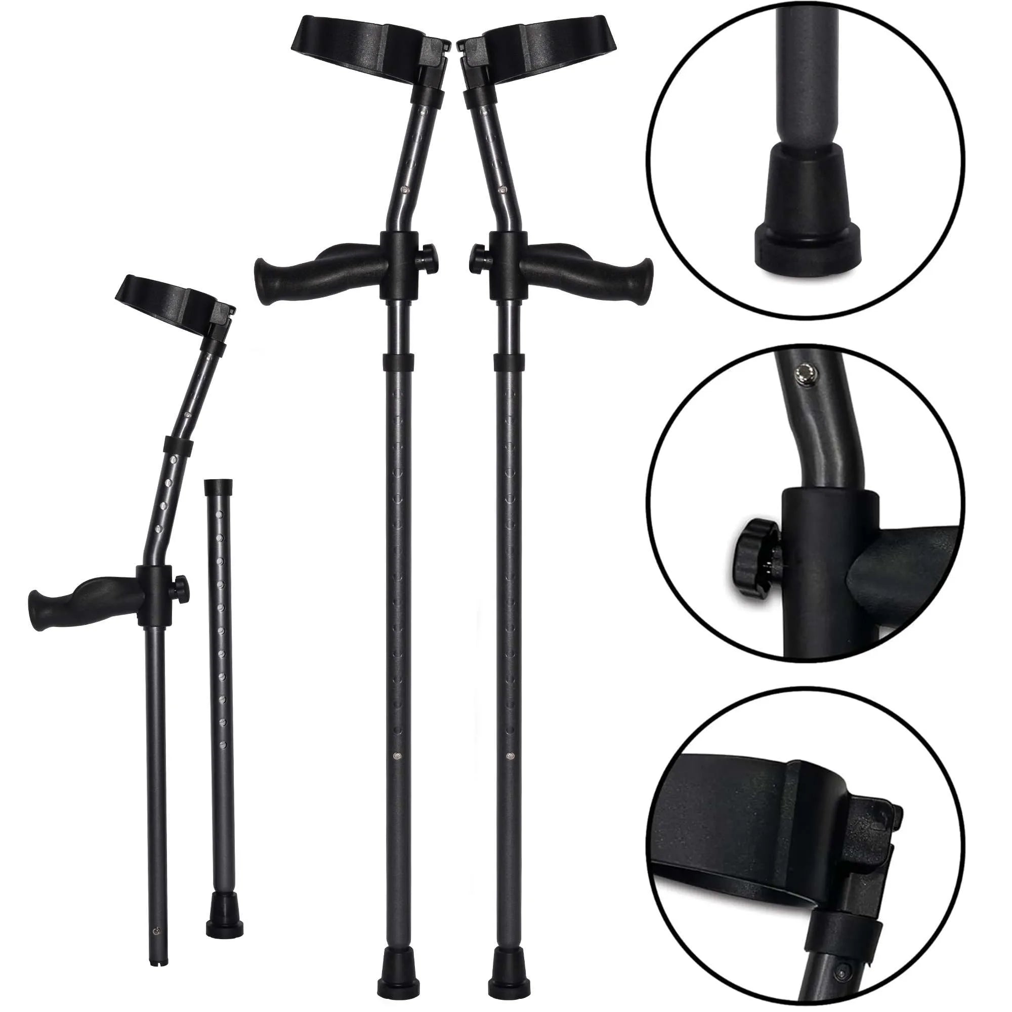 in-Motion Pro rigid-post forearm crutches with rubber tips