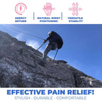 Climber using in-Motion Pro forearm crutches on a rocky slope