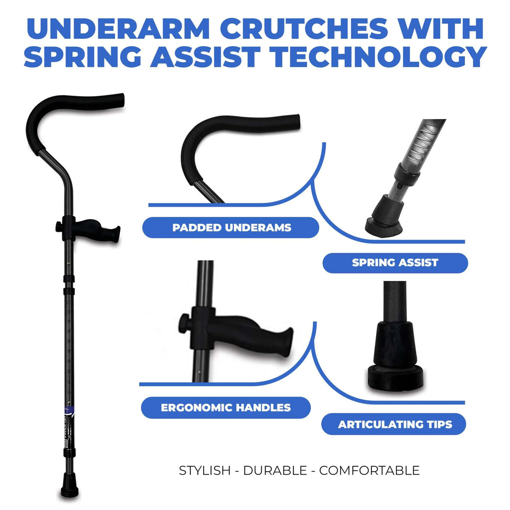 Tall in-Motion Pro underarm crutches, lightweight and foldable