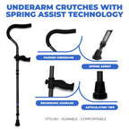 Tall in-Motion Pro underarm crutches, lightweight and foldable