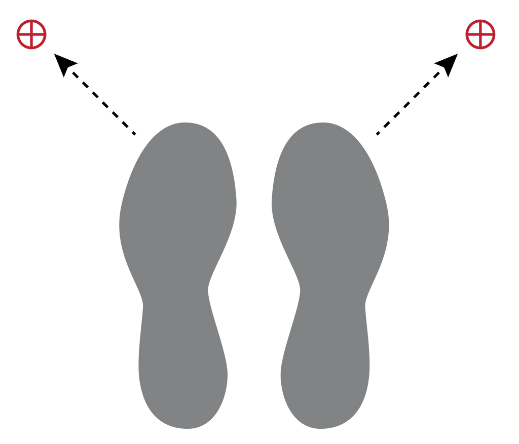 Diagram showing correct in-Motion underarm crutch placement
