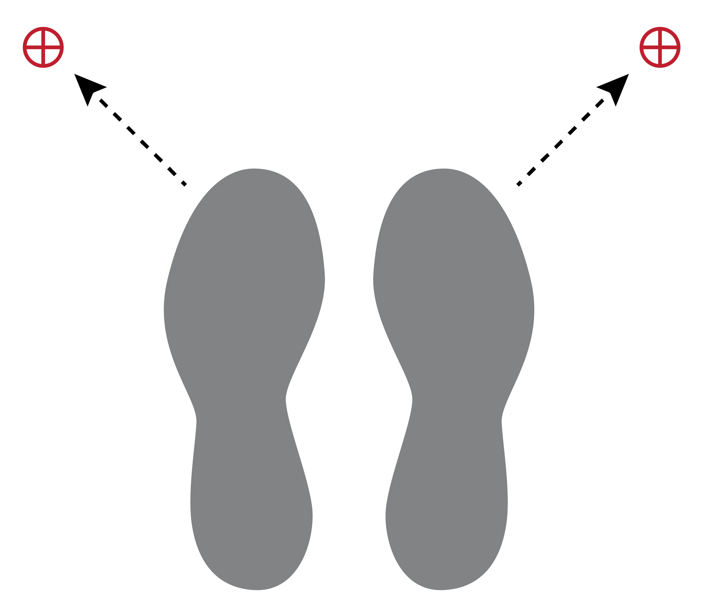 Diagram showing correct in-Motion underarm crutch placement