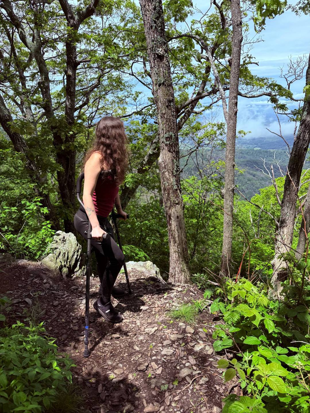 Hiking with In Motion forearm crutches