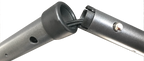 Close-up of in-Motion Pro underarm crutch adjustment tabs and joint