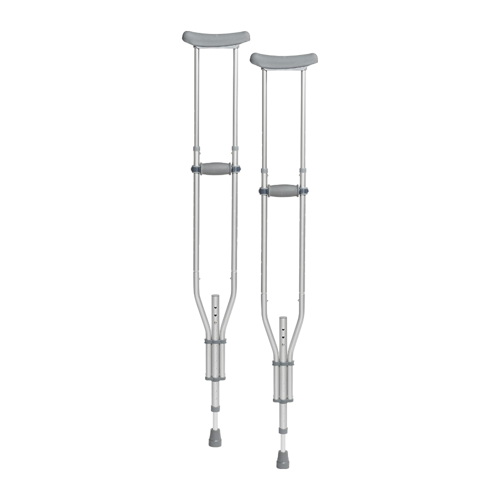 Pair of adjustable aluminum A-frame underarm crutches