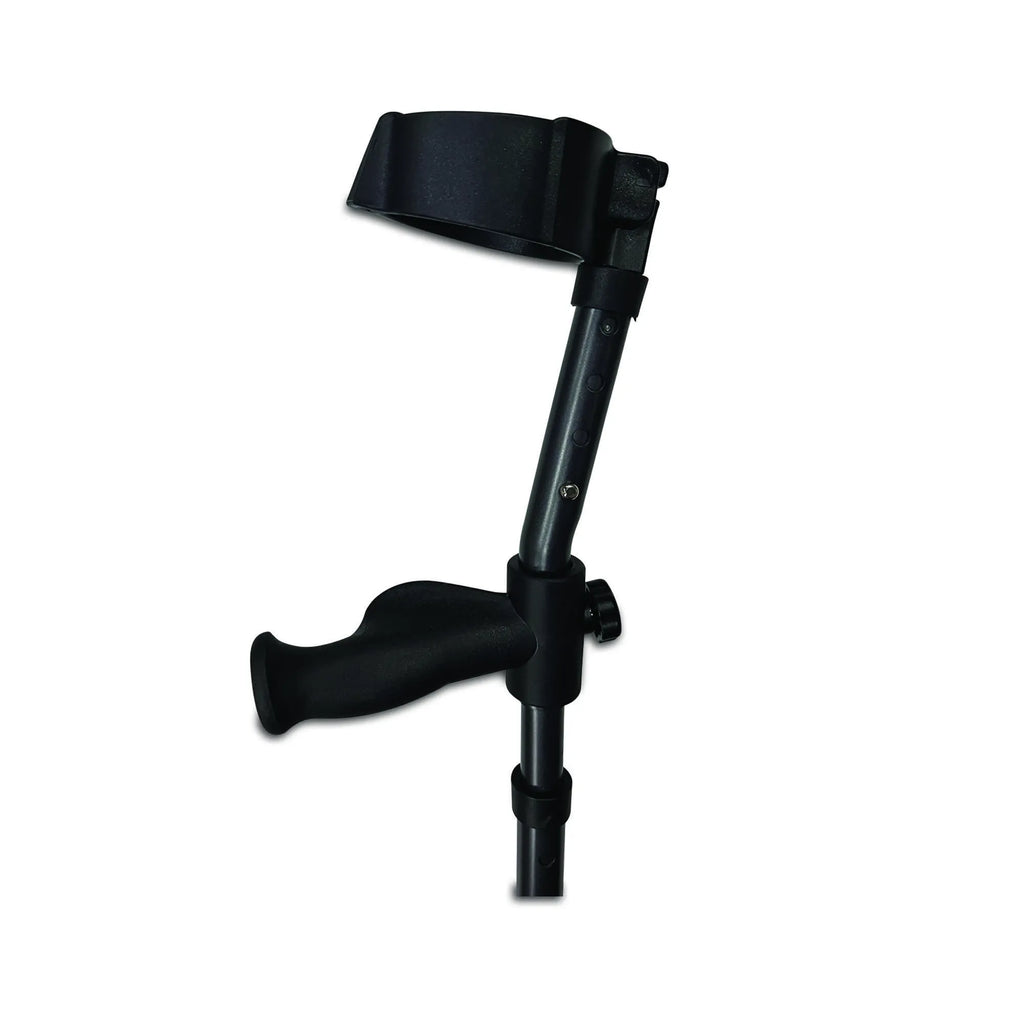 Upper section of an in-Motion Pro forearm crutch on white background