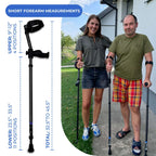 in-Motion Pro forearm crutch sizing chart for shorter users