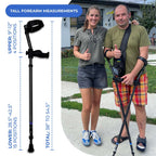 in-Motion Pro forearm crutch sizing chart for taller users