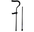 In-Motion Freedom crutch shown unassembled with adjustable handle post