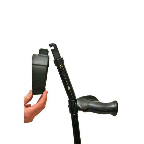 in-Motion forearm crutch cuffs, standard and large sizes, close-up