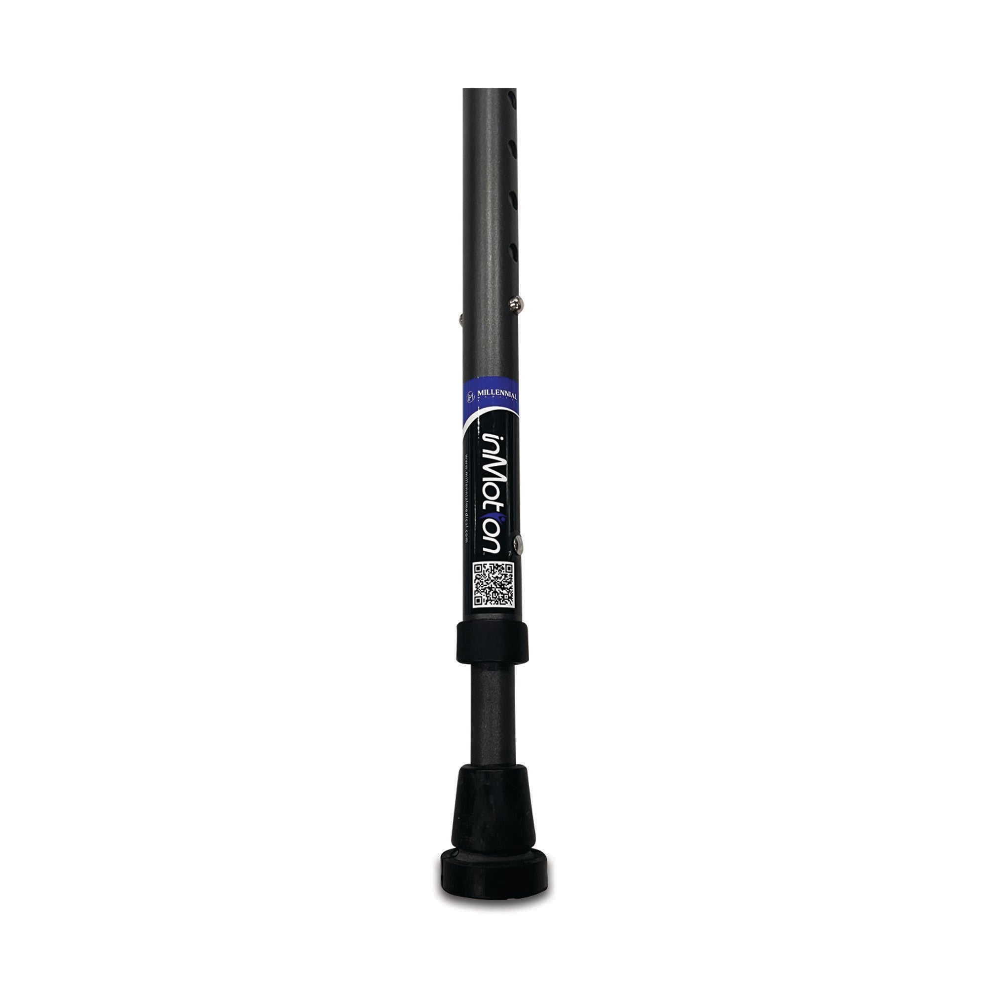 in-Motion lower spring-assisted crutch post, adjustable, on white background