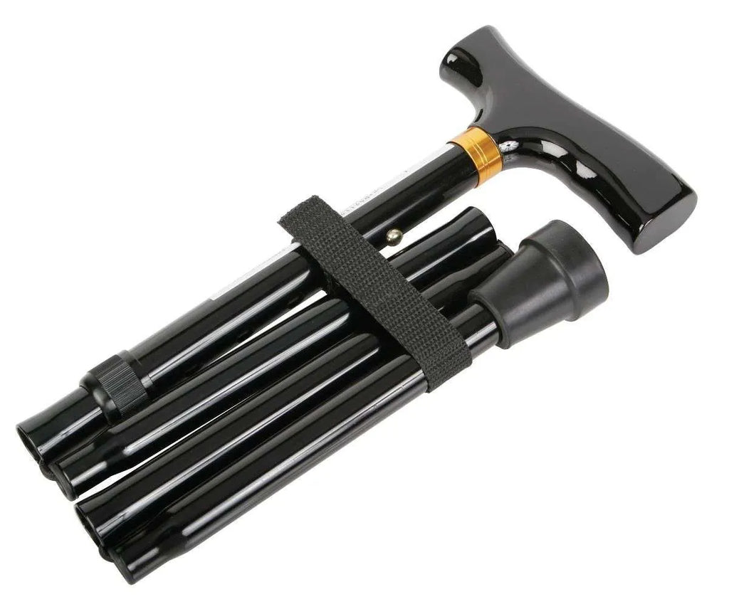 Medline folding T-handle cane shown folded
