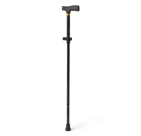 Medline folding T-handle cane, adjustable black aluminum