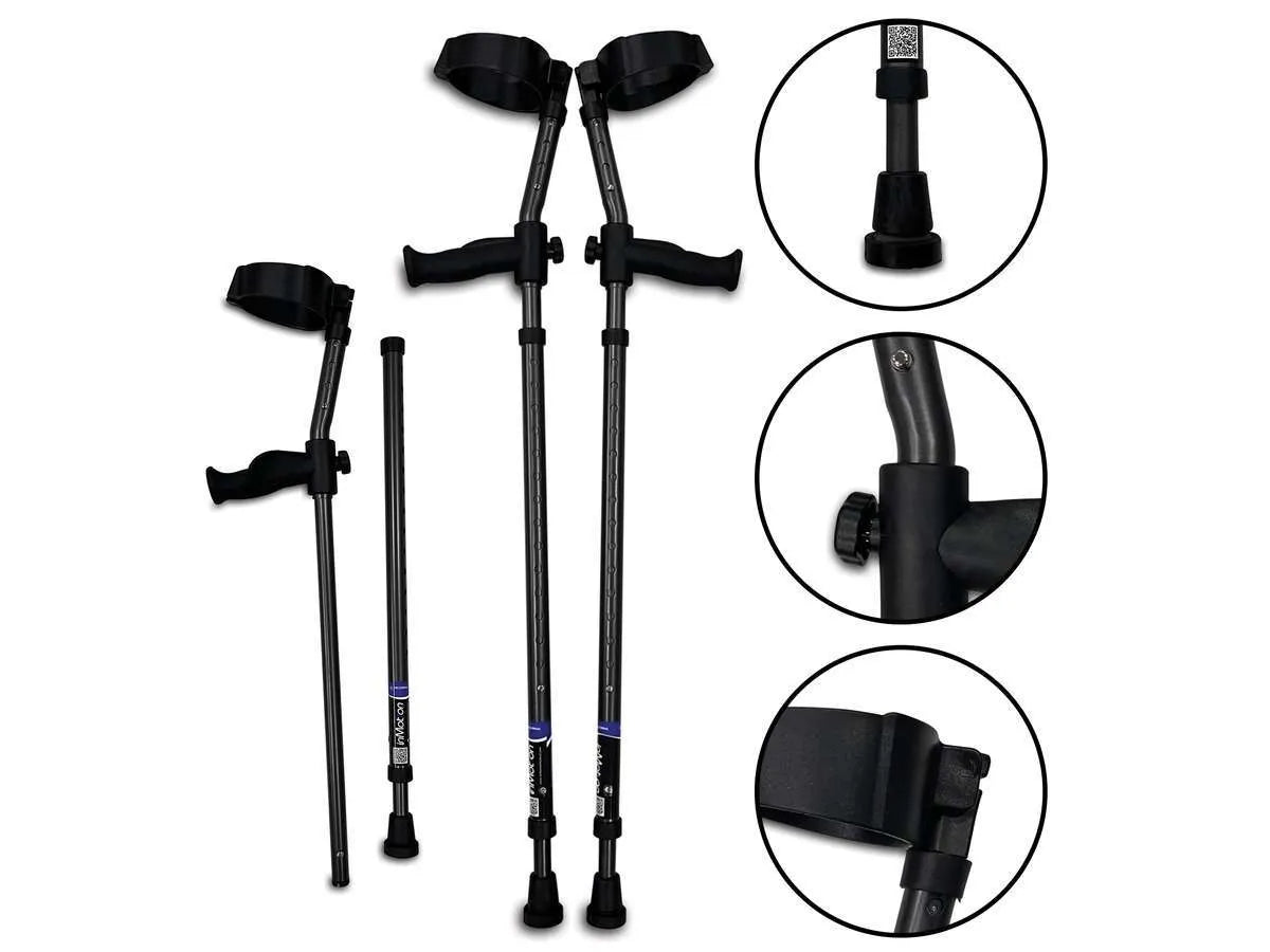 in-Motion Pro forearm crutches showing ergonomic design elements