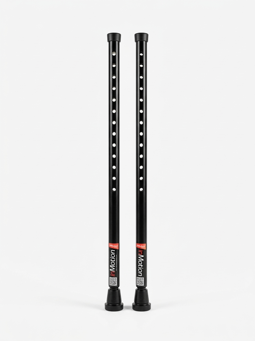 Pair of in-Motion tall black rigid crutch posts