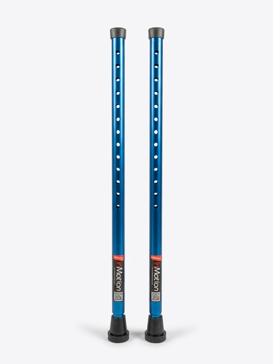 Pair of in-Motion tall blue rigid crutch posts
