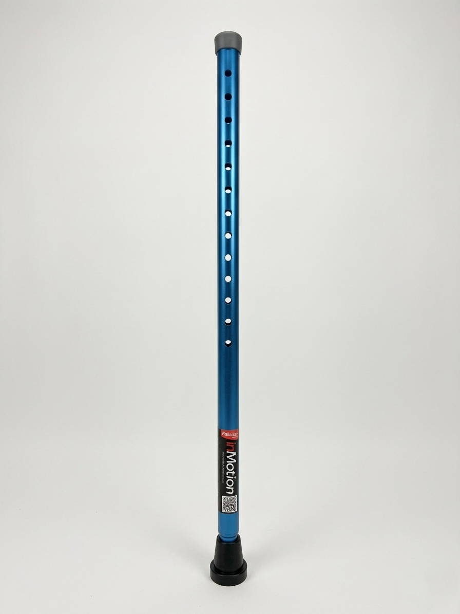 Single in-Motion tall blue rigid crutch post