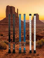in-Motion rigid crutch posts in black, blue and white in Monument Valley