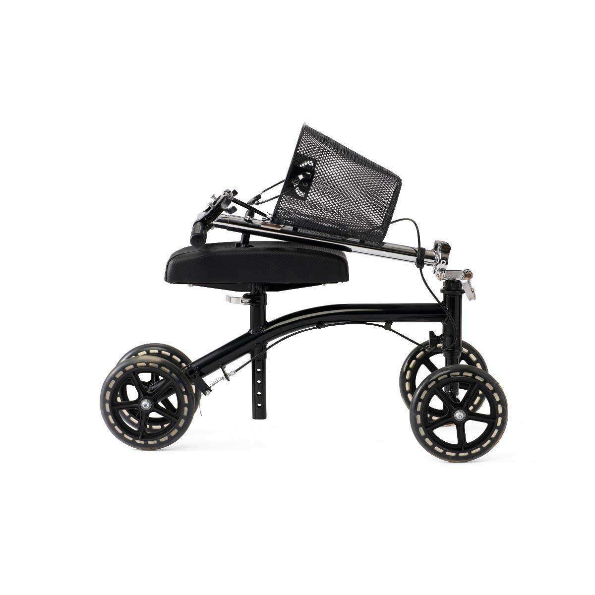 Gen 4 knee walker side view showing padded rest, brakes and steering