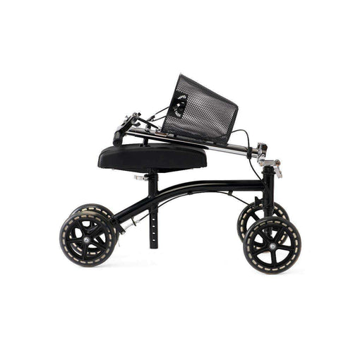 Gen 4 knee walker side view showing padded rest, brakes and steering