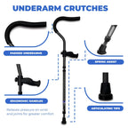 in-Motion Pro underarm crutches features: ergonomic handles and spring assist
