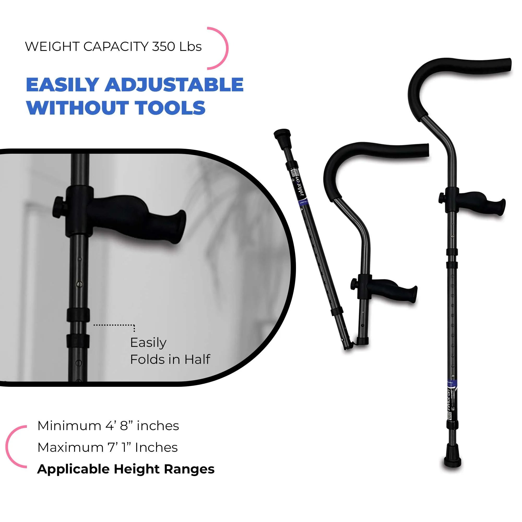 in-Motion Pro underarm crutches with tool-free height adjustment