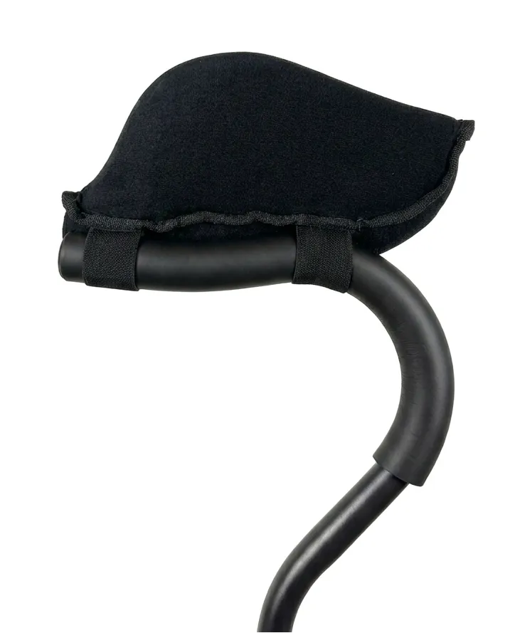 in-Motion underarm crutch pad installed on crutch, inside-out view