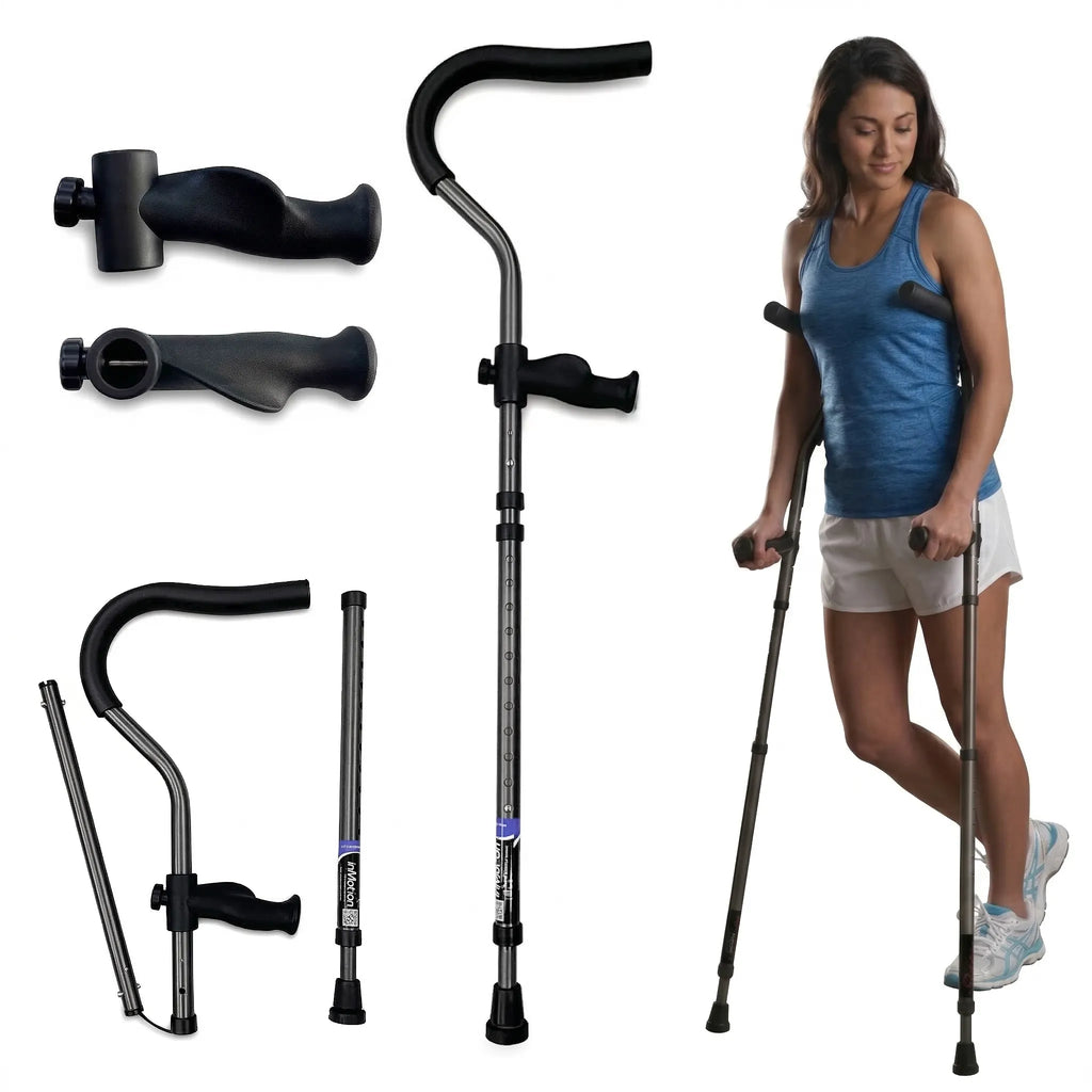 Person using in-Motion Pro underarm crutches, lightweight and foldable
