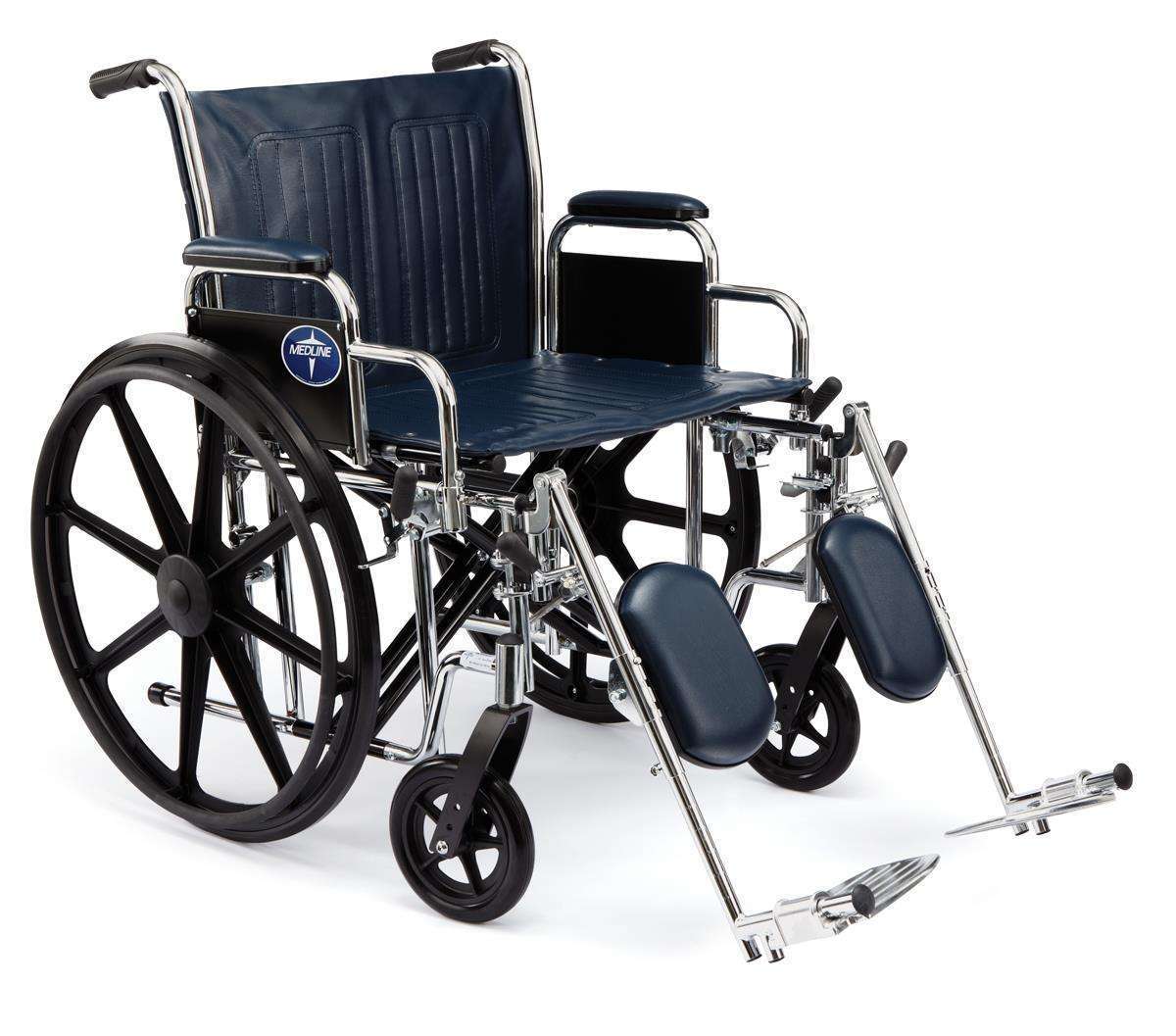 Medline extra-wide manual wheelchair with navy upholstery